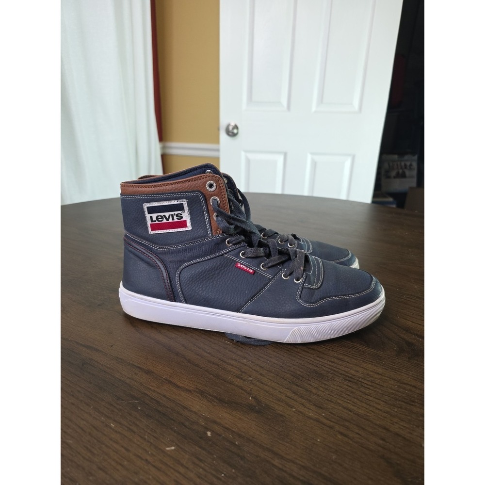 Levi's Shoes Mens Size 11 High Top Blue Casual Sneakers Leather Patch